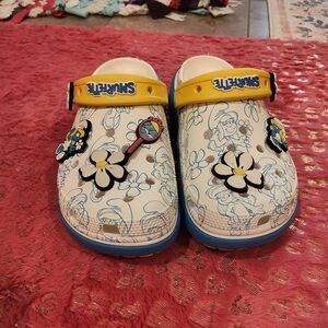 CROCS Smurfette Slippers with Yellow Strap and Blue Trim